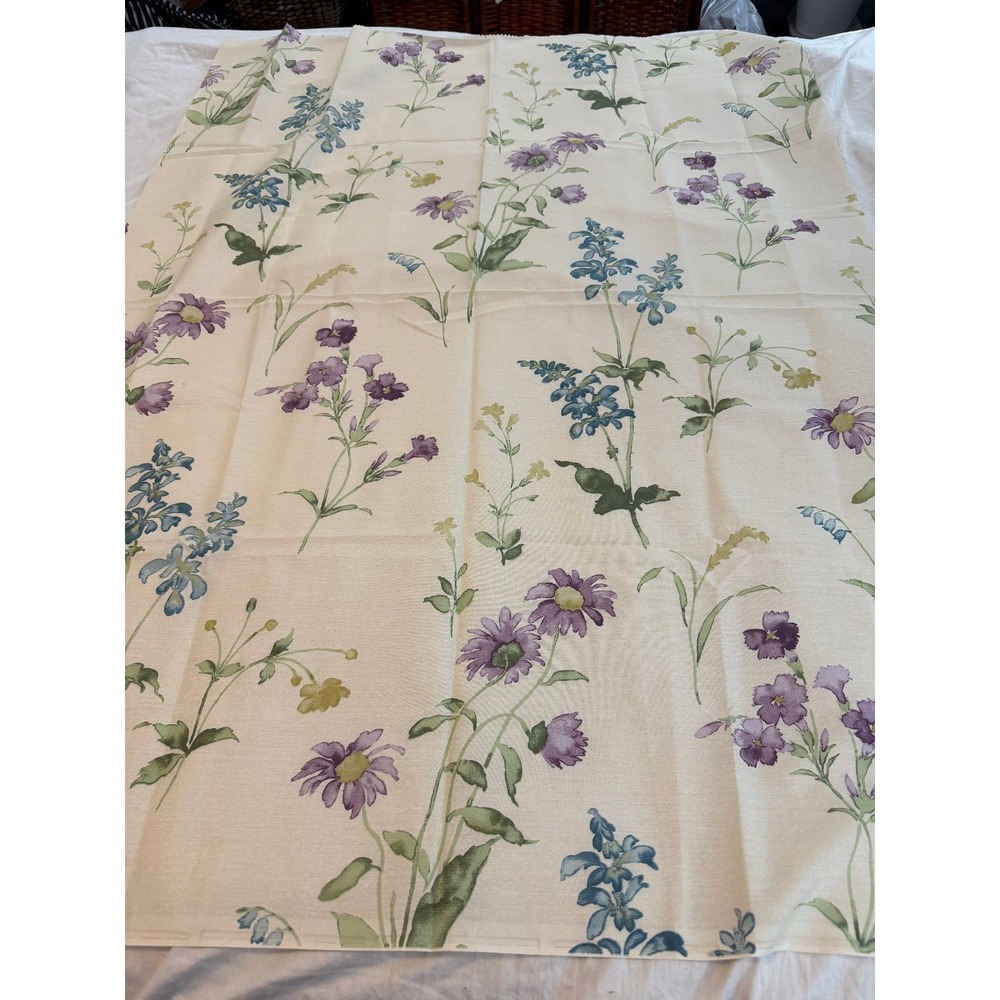 VTG‎ new watercolor Flowers on Biege Cream Fabric 1 yard  37" X 51" Floral